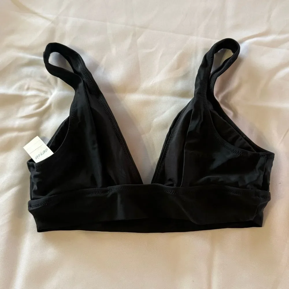 NWT Aerie Plunge Longline Black Triangle Bikini Top Size M